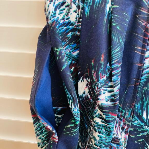 Club Monaco Feather Blue Print Dress Sz: 0 - Picture 6 of 10